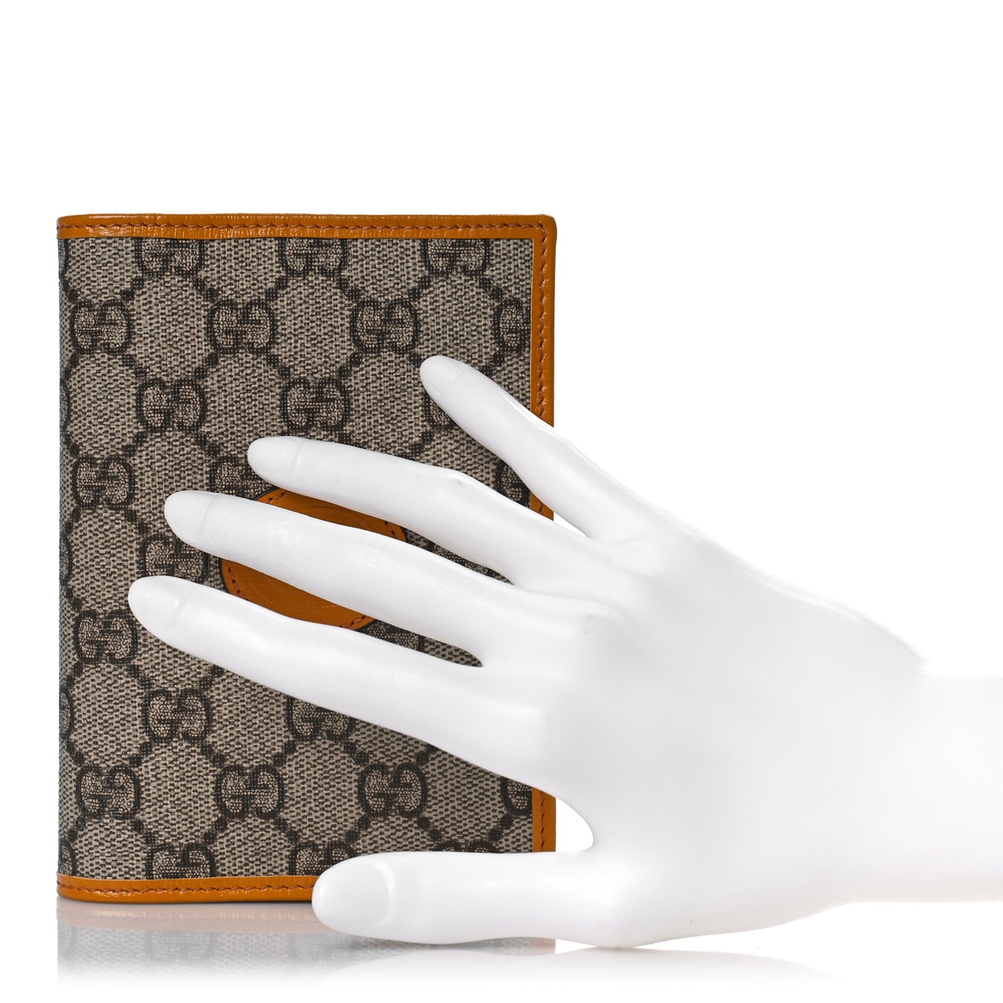 GG Supreme Monogram Textured Calfskin Retro Interlocking G Passport Case Beige Yellow