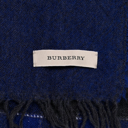 Burberry Wool Cashmere Scarf Navy 7 of 8