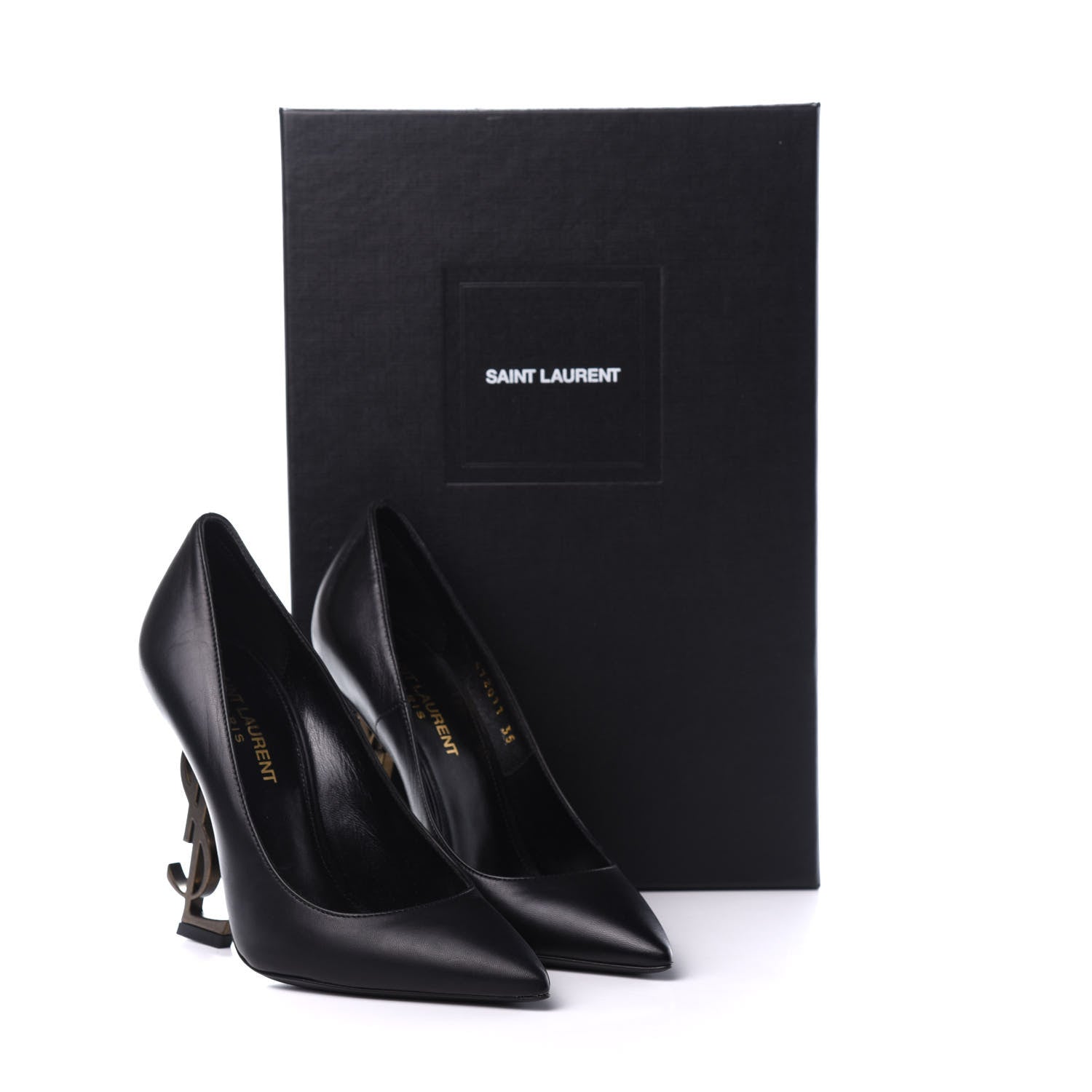 Saint Laurent Calfskin Opyum 110 Pumps 35 Black Gold 11 of 12