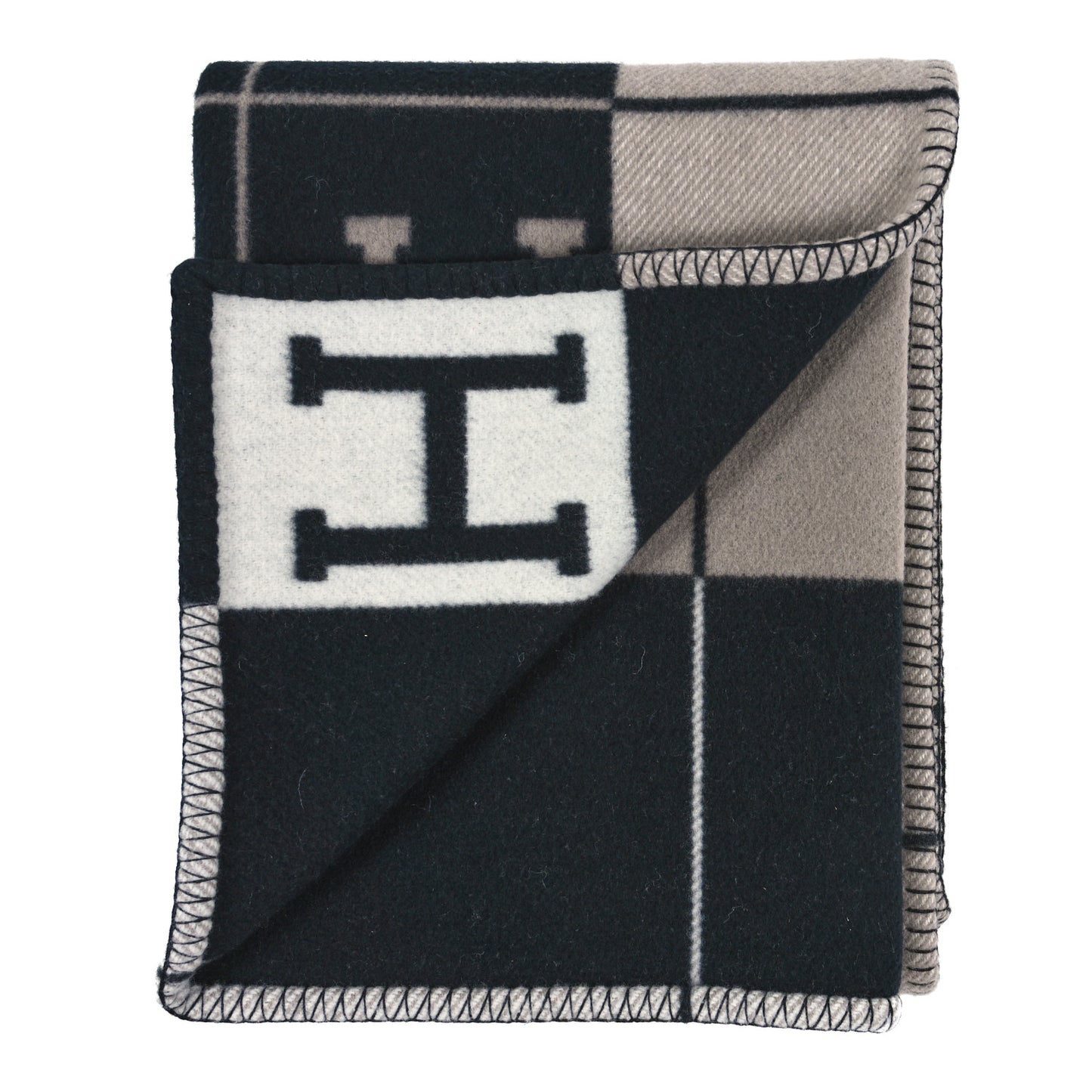Wool Cashmere Avalon Blanket Ecru Gris Fonce