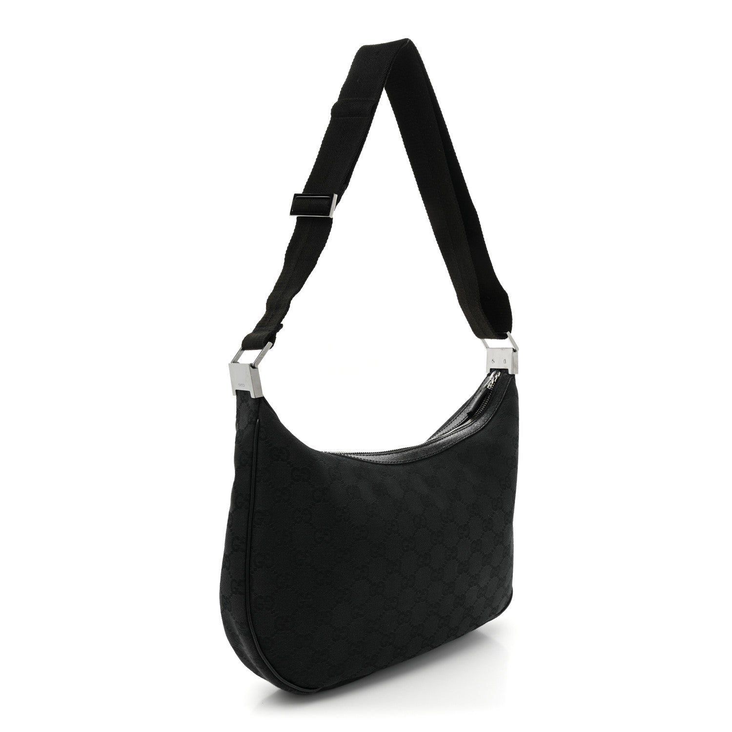Gucci Monogram Medium Half Moon Hobo Black 3 of 13