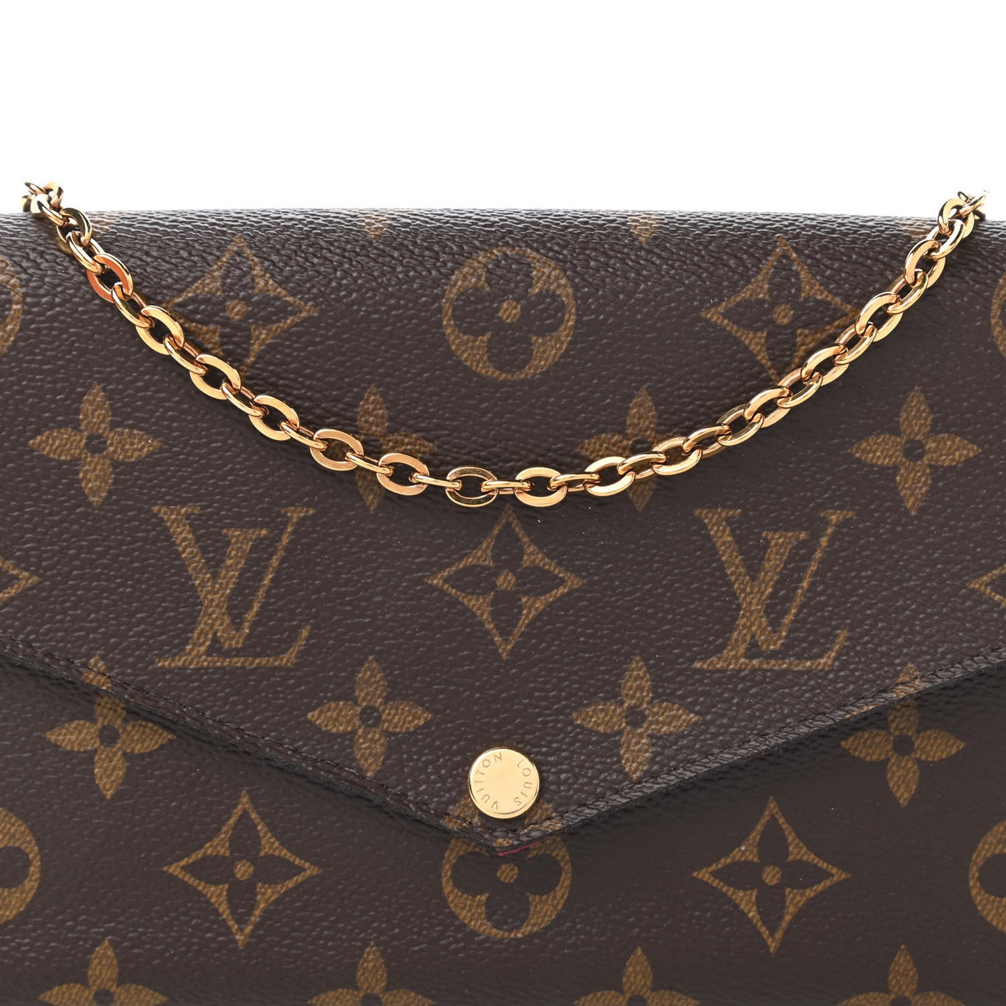 Monogram Pochette Felicie Chain Wallet Fuchsia