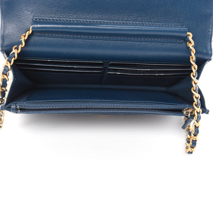 Chanel Lambskin Quilted Infinity Wallet On Chain WOC Blue 5 of 13