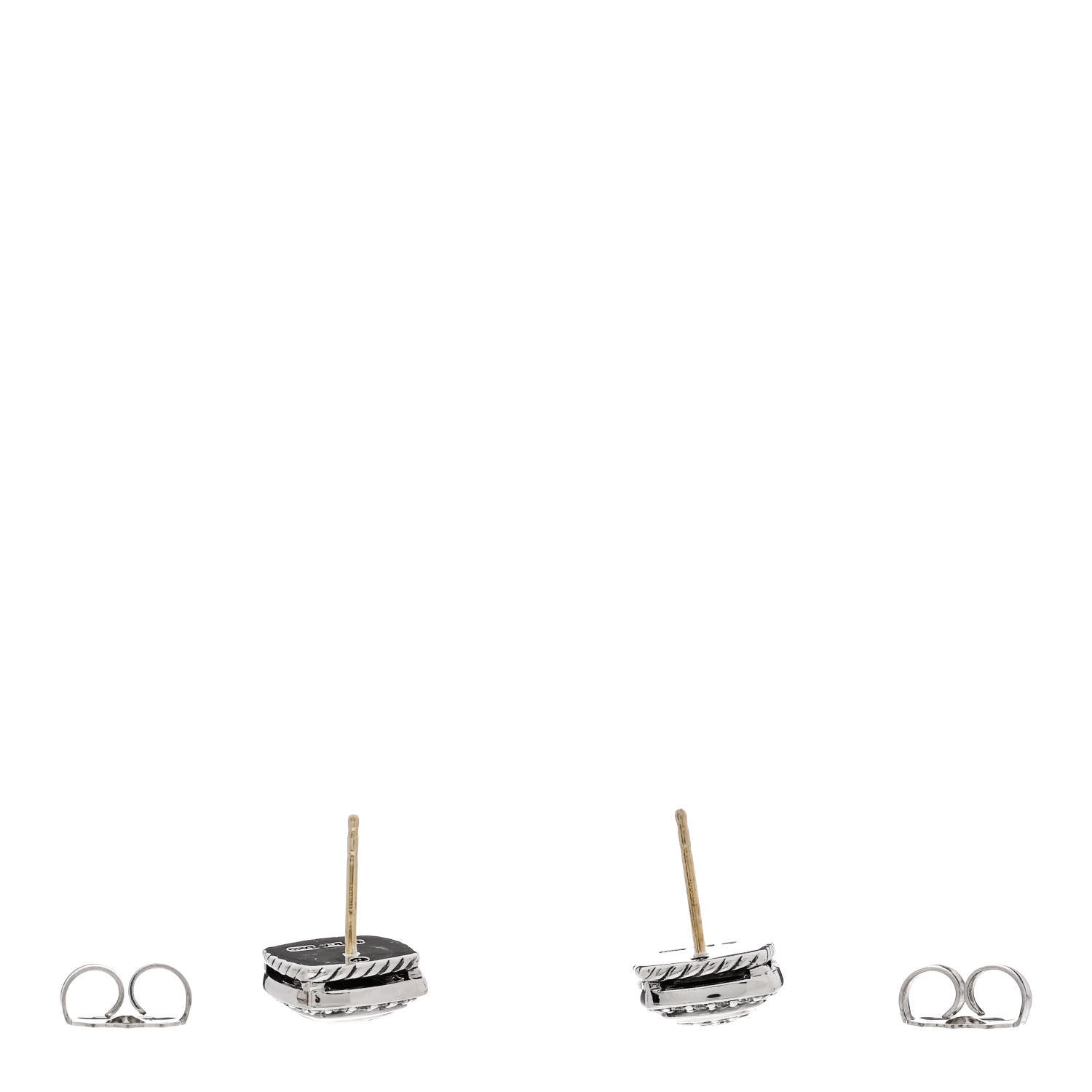 David Yurman Sterling Silver Diamond 7mm Pave Albion Earrings 3 of 4