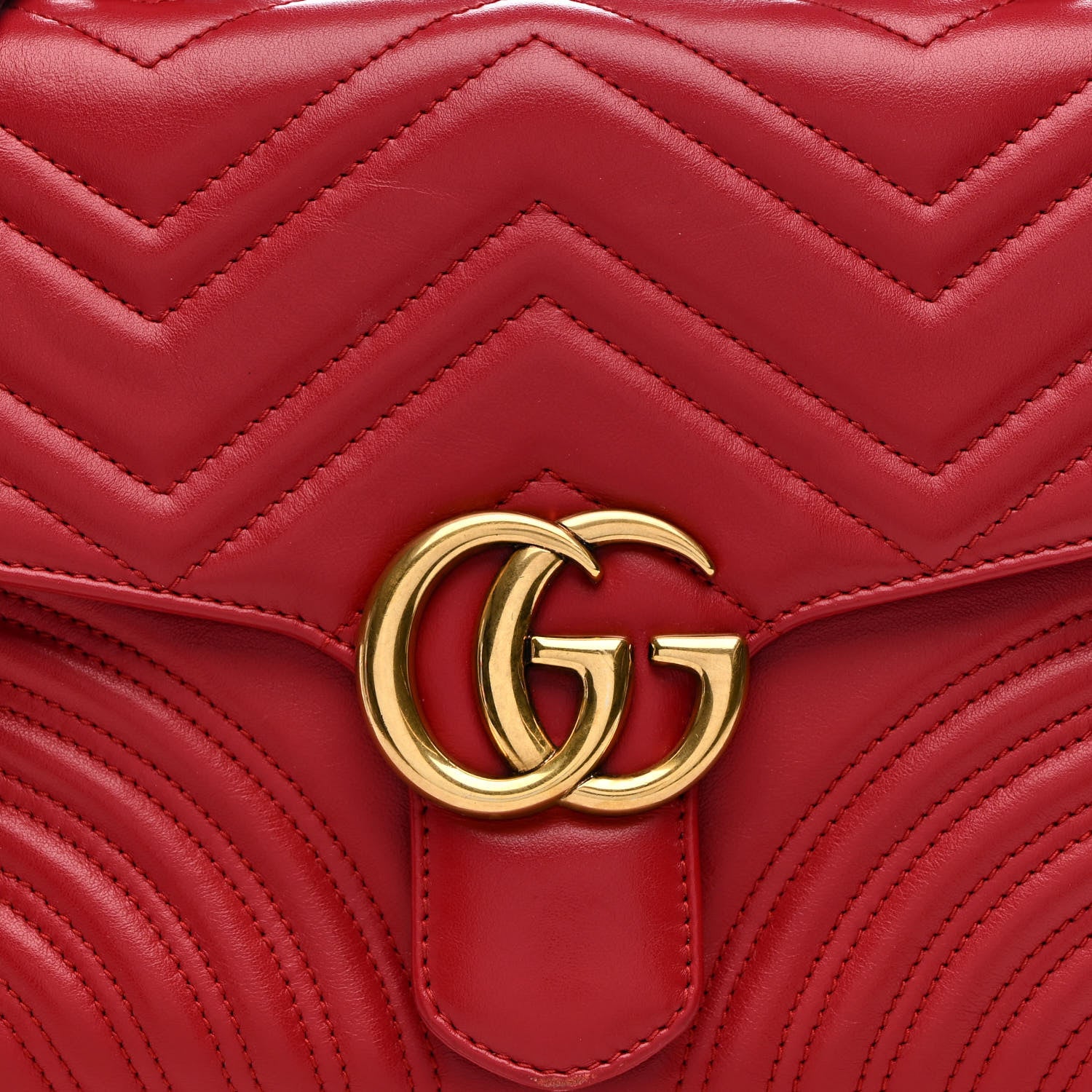 Gucci Calfskin Matelasse Small GG Marmont Top Handle Shoulder Bag Hibiscus Red 8 of 19