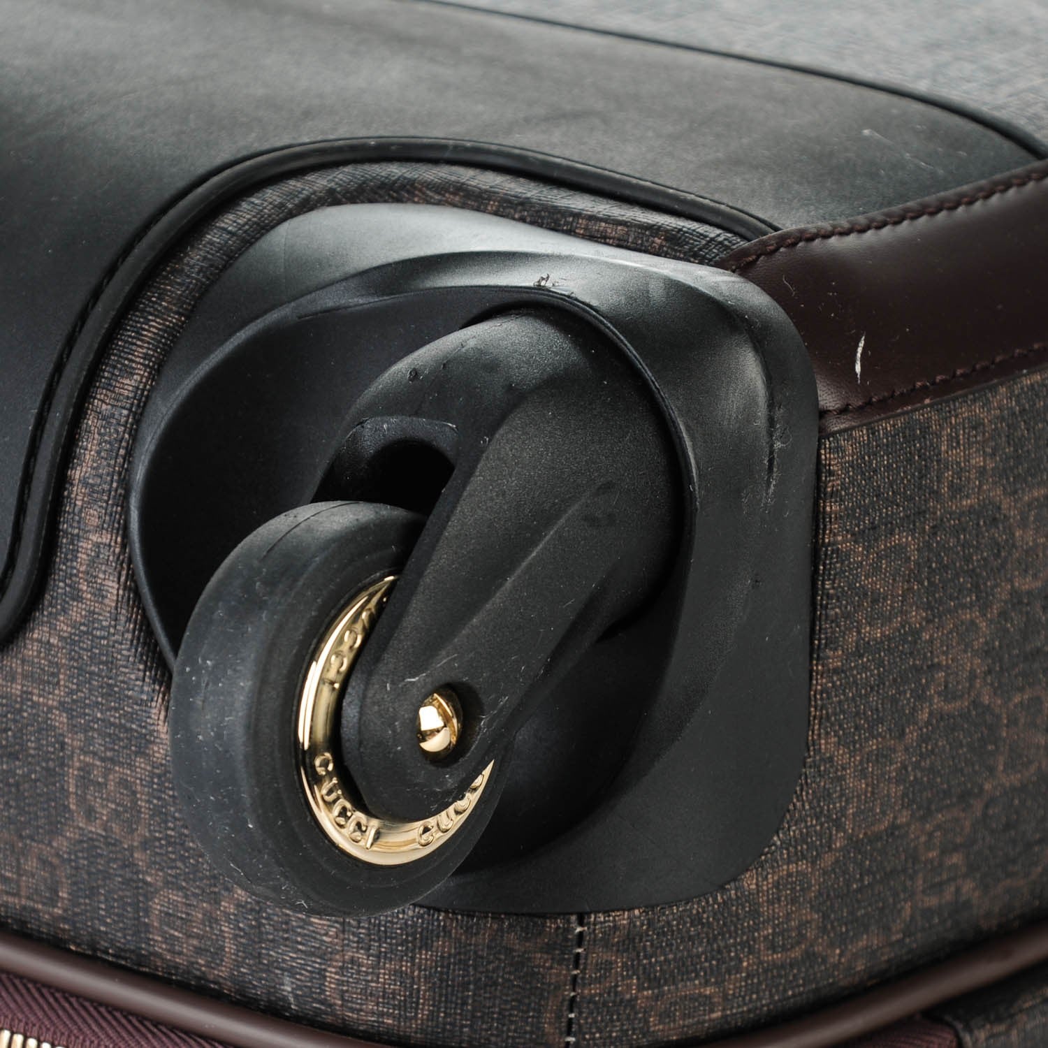 Gucci GG Supreme Monogram Four Wheel Carry On Suitcase Dark Brown 12 of 14