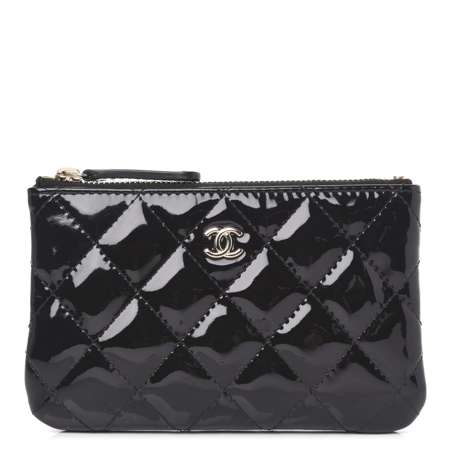 Patent Quilted Small Cosmetic Case Black