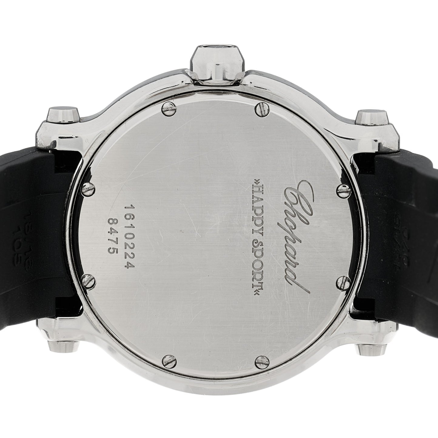 Stainless Steel Rubber 3 Diamond 36mm Happy Sport Quartz Watch Black