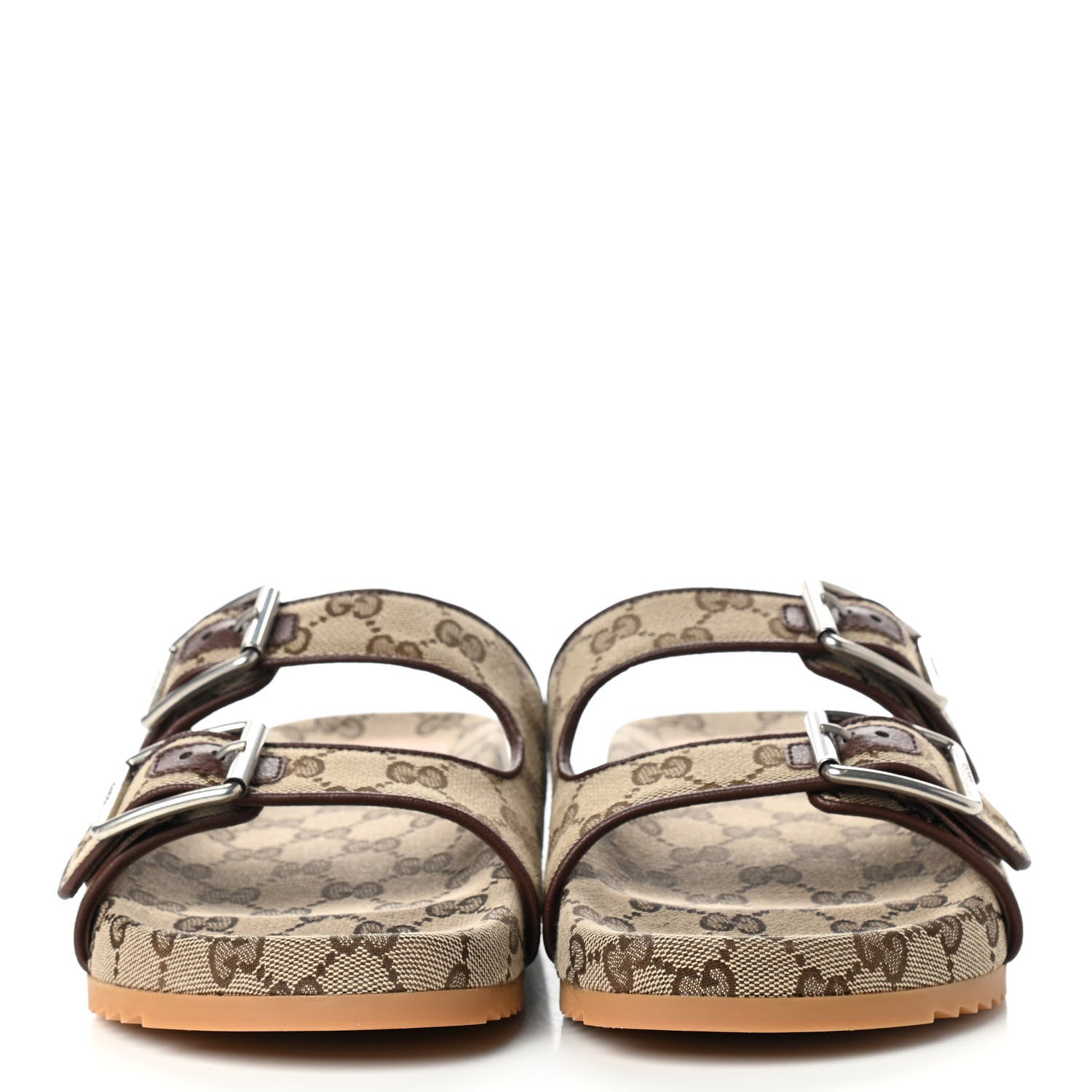 Gucci GG Monogram Lavaredo Eco Fabric Mens Slide Sandals With Straps 6 Beige Ebony Light Brown 2 of 8