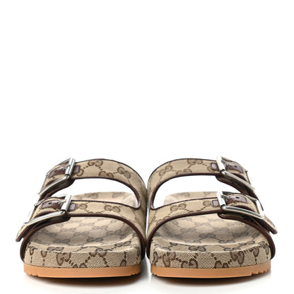Gucci GG Monogram Lavaredo Eco Fabric Mens Slide Sandals With Straps 6 Beige Ebony Light Brown 2 of 8