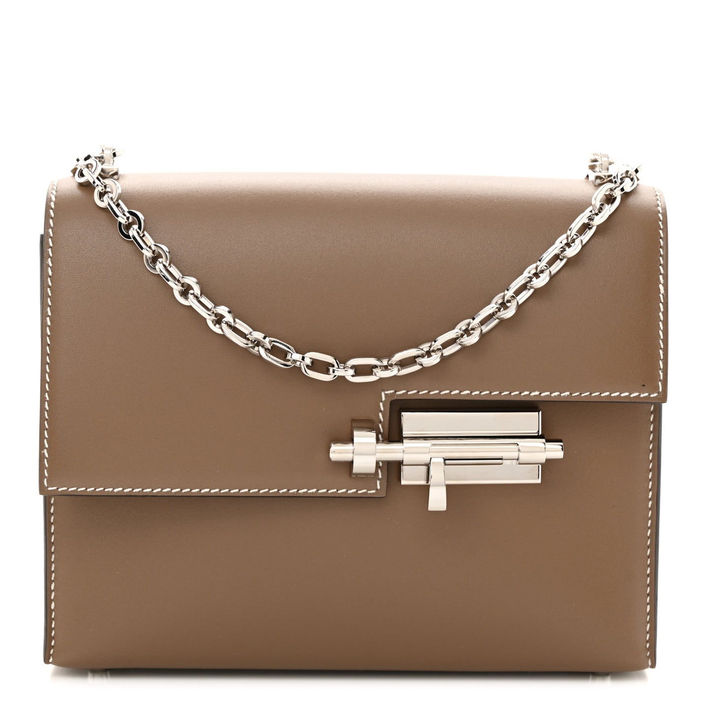 Tadelakt Mini Verrou Chaine Bag Etoupe