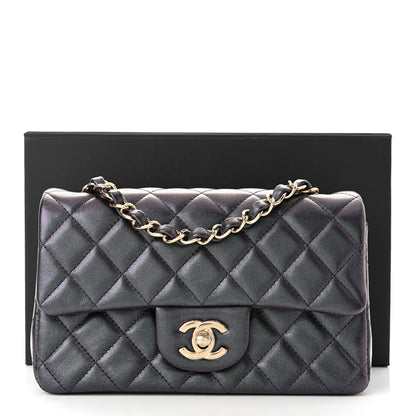 Chanel Iridescent Lambskin Quilted Mini Rectangular Flap Black 11 of 11
