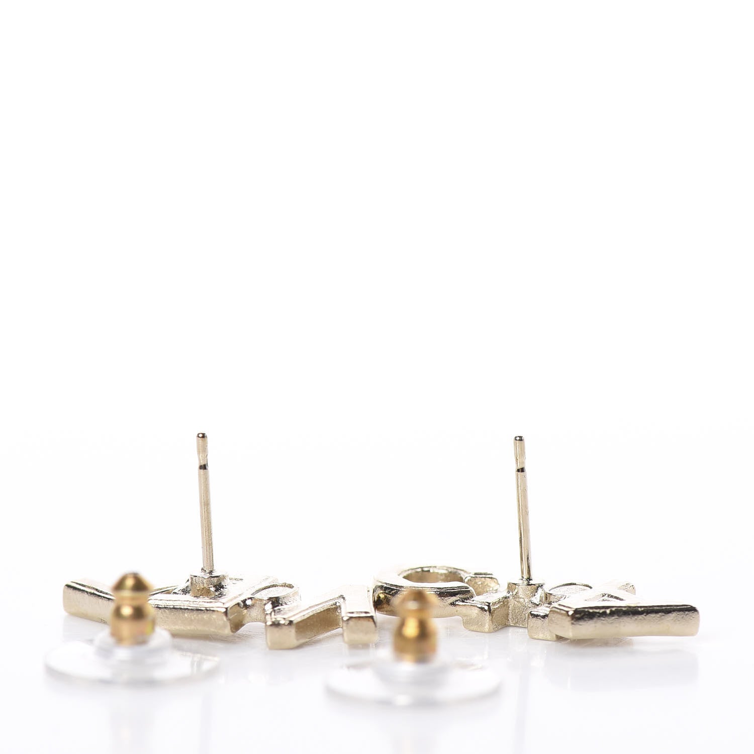 Chanel Crystal Pearl Signature Stud Earrings Gold 3 of 4