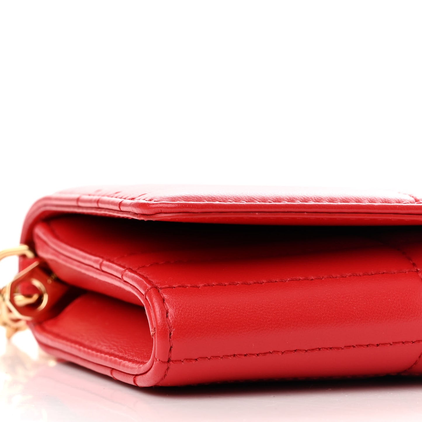 Lambskin Quilted Lola Chain Wallet Bright Red