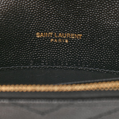 Saint Laurent Grain De Poudre Matelasse Chevron Monogram Envelope Chain Wallet Black 7 of 9