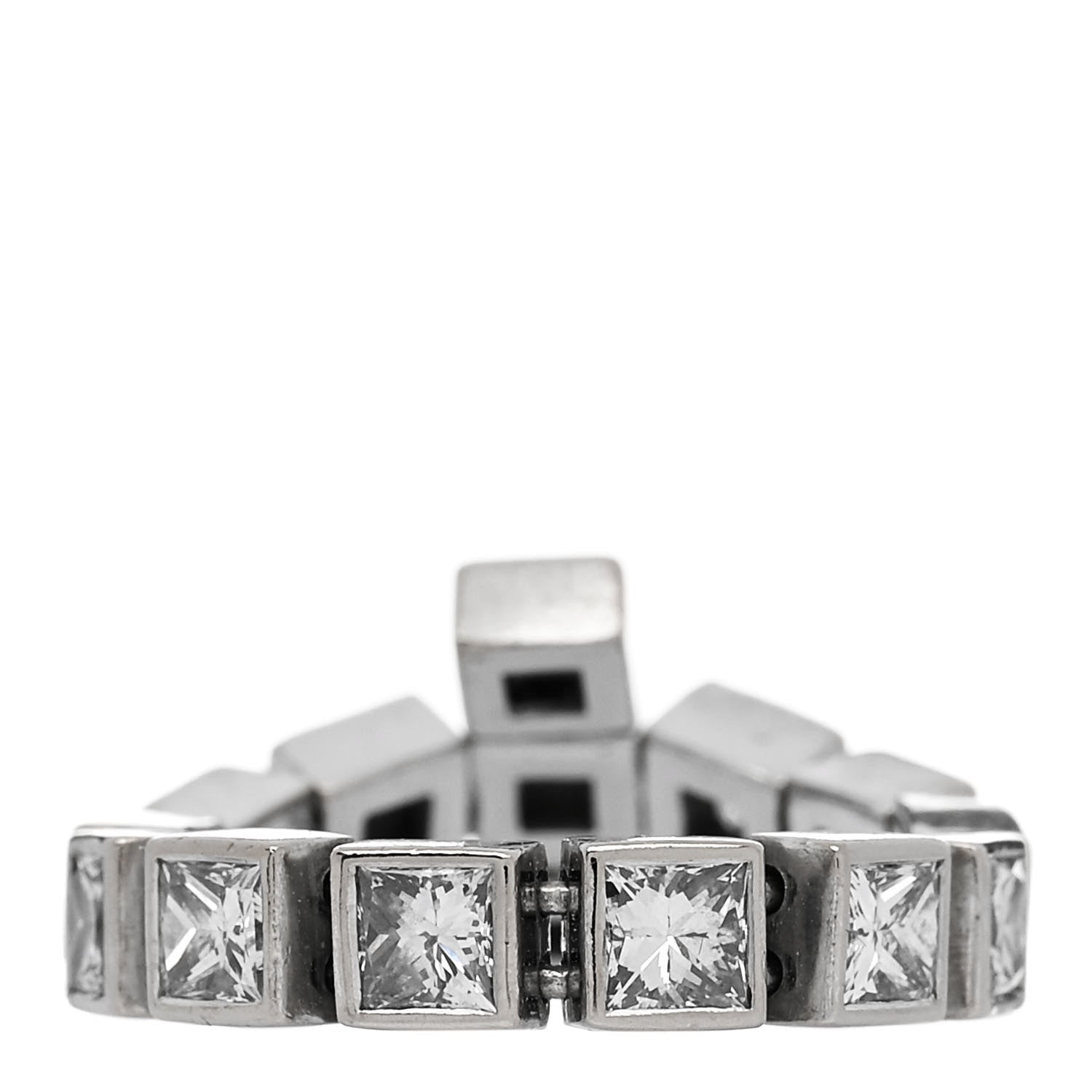 Tiffany 18K White Gold Diamond T Line Signature Ring 53 6.25 3 of 5