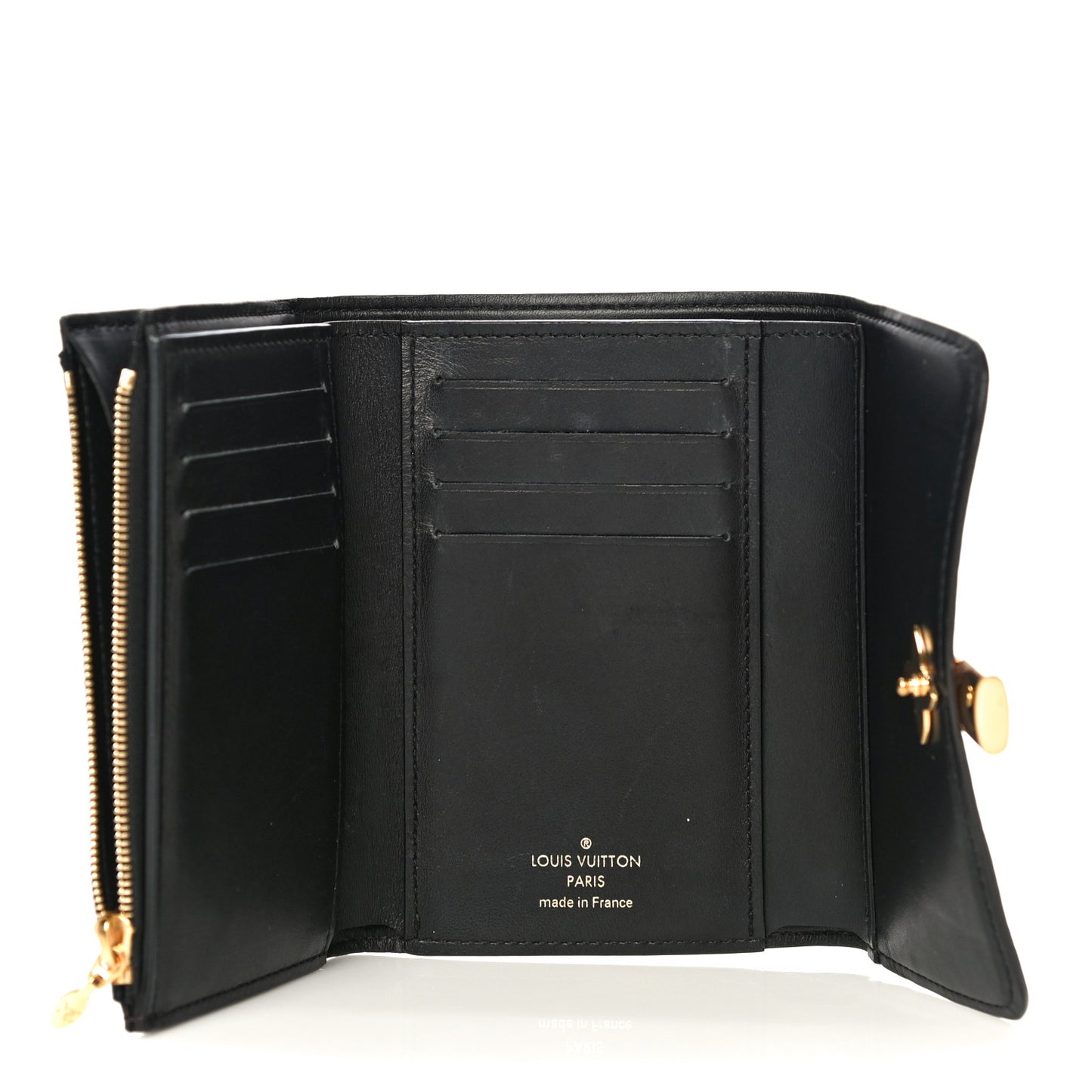Monogram Flower Lock Compact Wallet Black