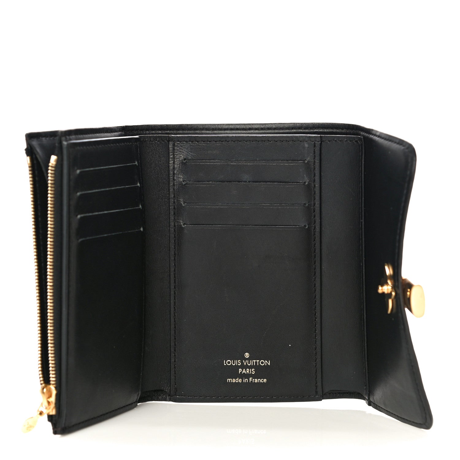 Louis Vuitton Monogram Flower Lock Compact Wallet Black 5 of 14
