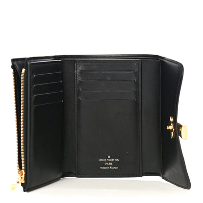 Louis Vuitton Monogram Flower Lock Compact Wallet Black 5 of 14