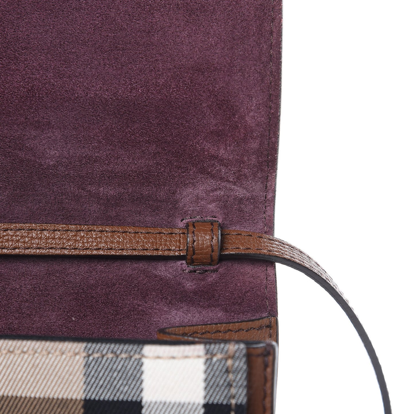 Derby Calfskin House Check Small Macken Crossbody Bag Tan