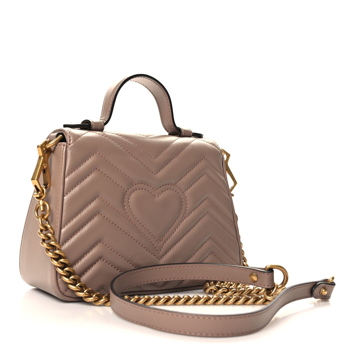 Gucci Calfskin Matelasse Mini GG Marmont Top Handle Shoulder Bag Porcelain Rose 3 of 10