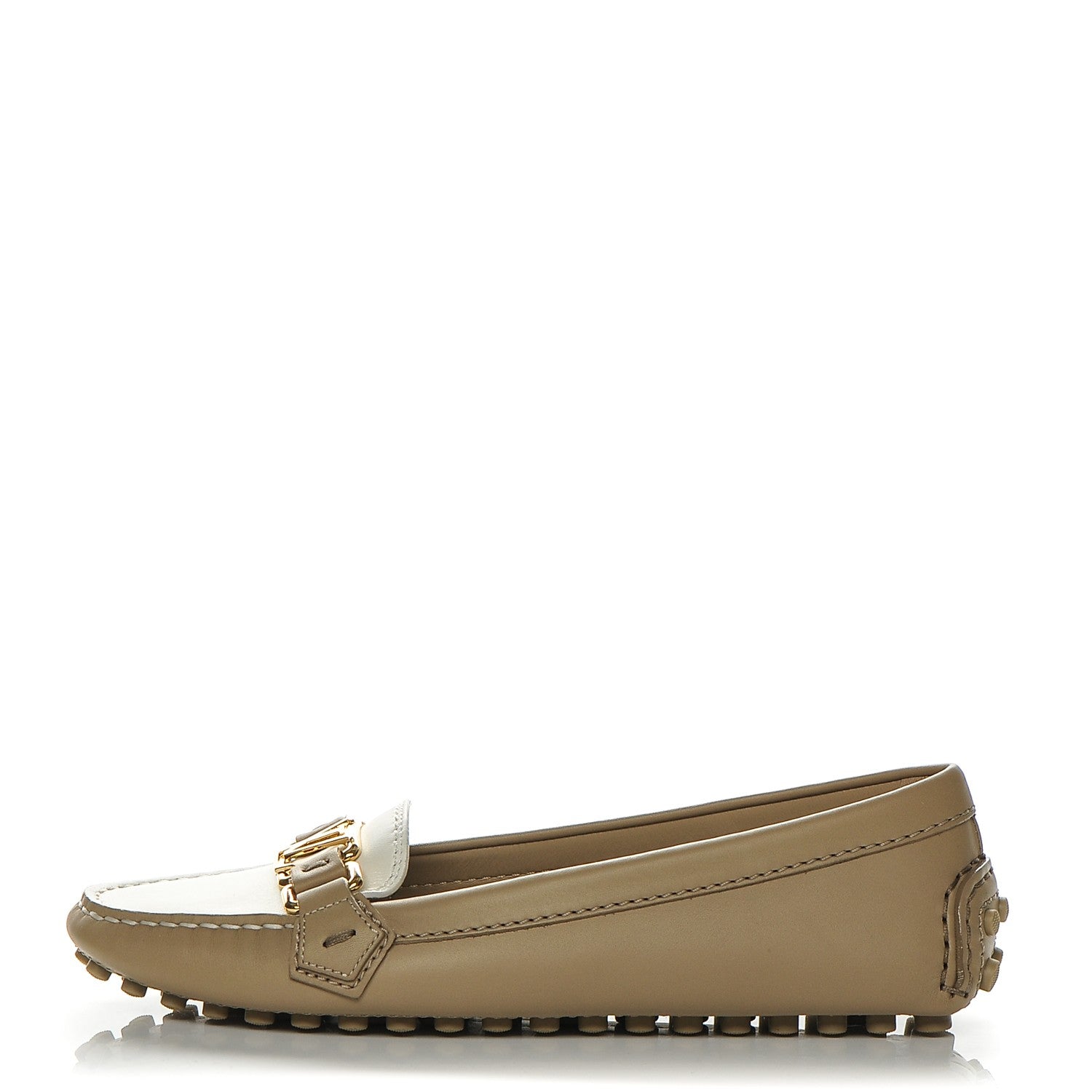 Louis Vuitton Calfskin Oxford Loafers 36 Beige White 1 of 8