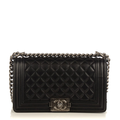 Chanel Lambskin Quilted Medium Boy Flap Black 1 of 9