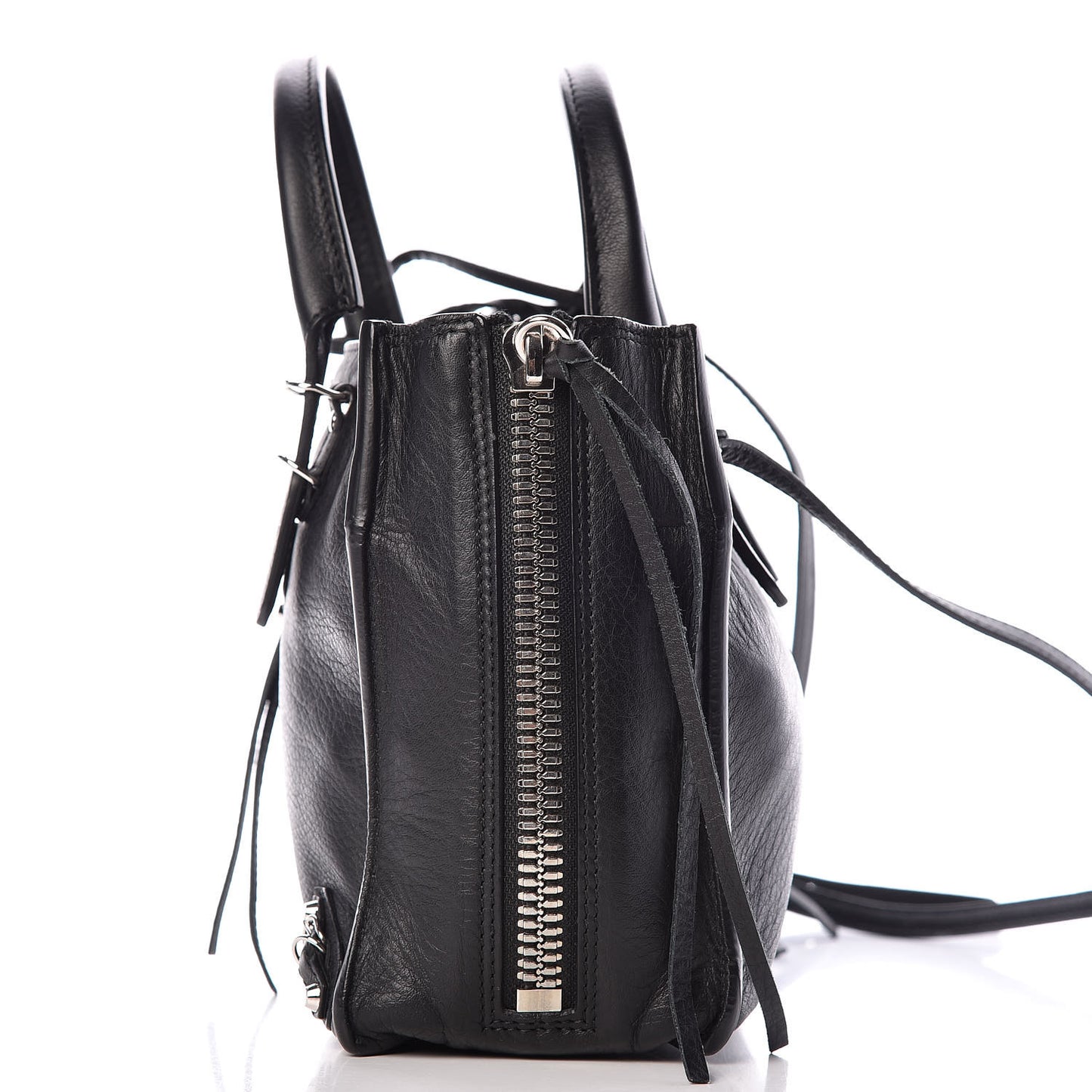 Grained Calfskin Papier Mini A4 Zip Around Tote Black