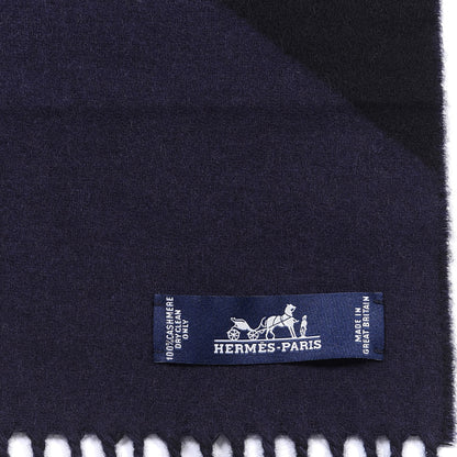 Hermes Cashmere Casaque Chevron Muffler Marine Black 4 of 5