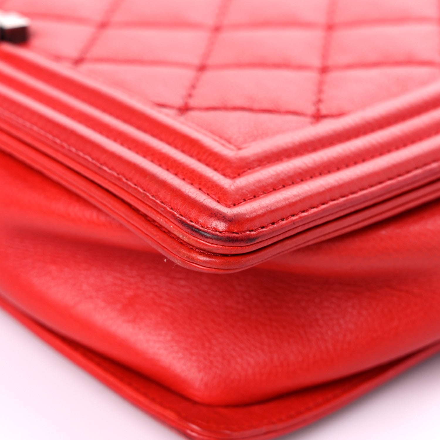 Chanel Calfskin Quilted Double Stitch Large Boy Flap Red 9 of 22