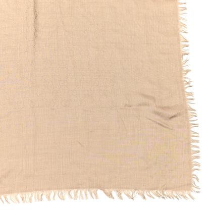Gucci Wool Silk GG Monogram GGLight Fringe Shawl Beige 4 of 6