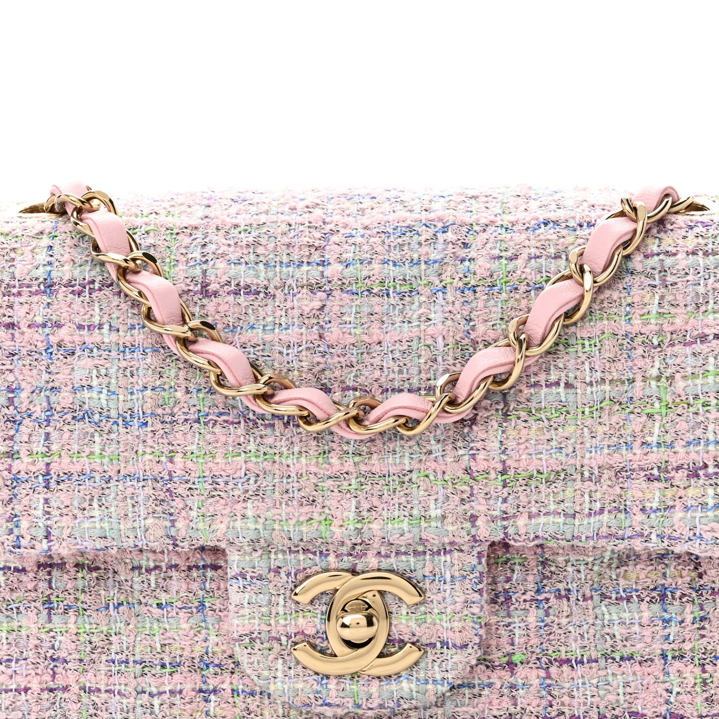 Tweed Quilted Mini Rectangular Flap Pink Multicolor