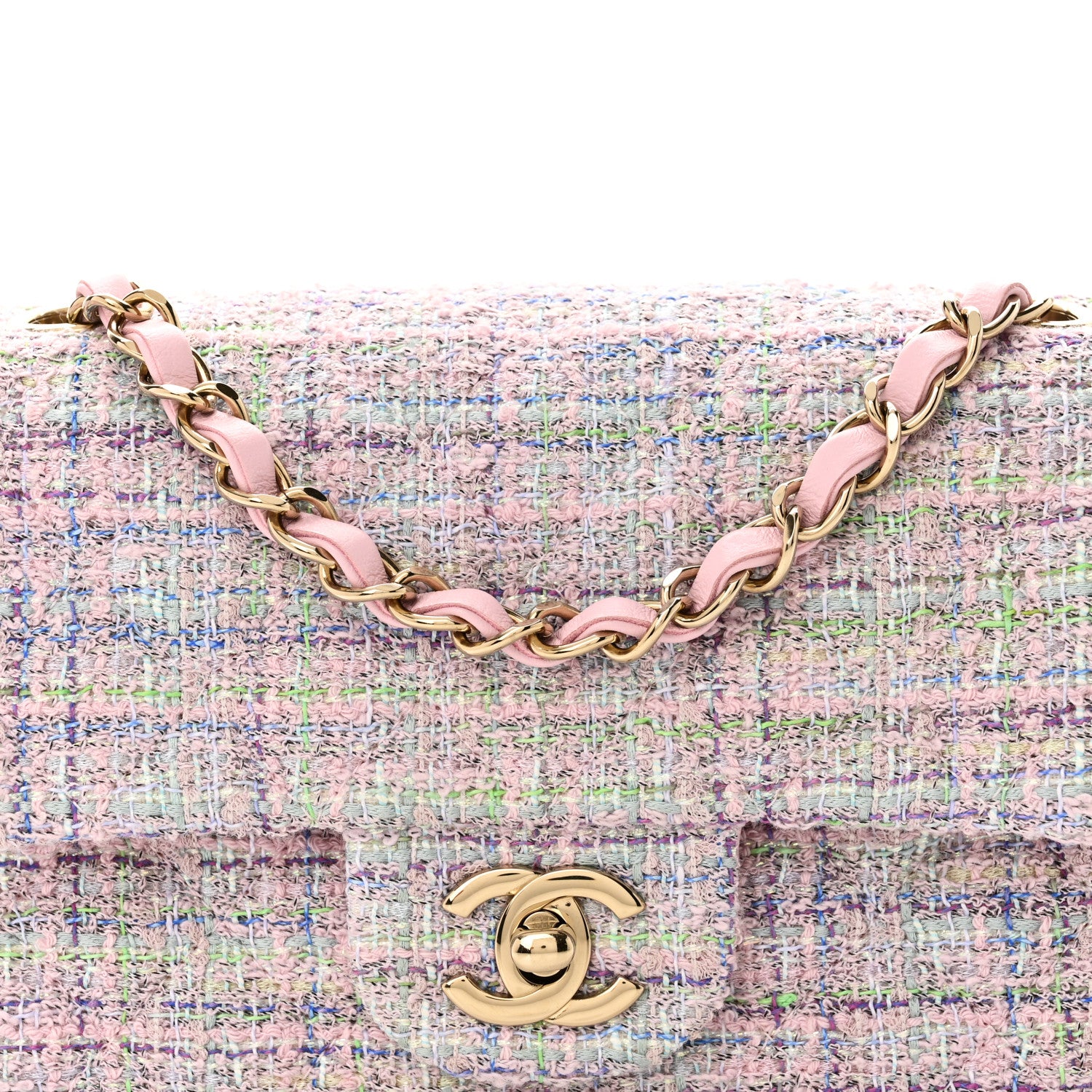 Chanel Tweed Quilted Mini Rectangular Flap Pink Multicolor 8 of 11