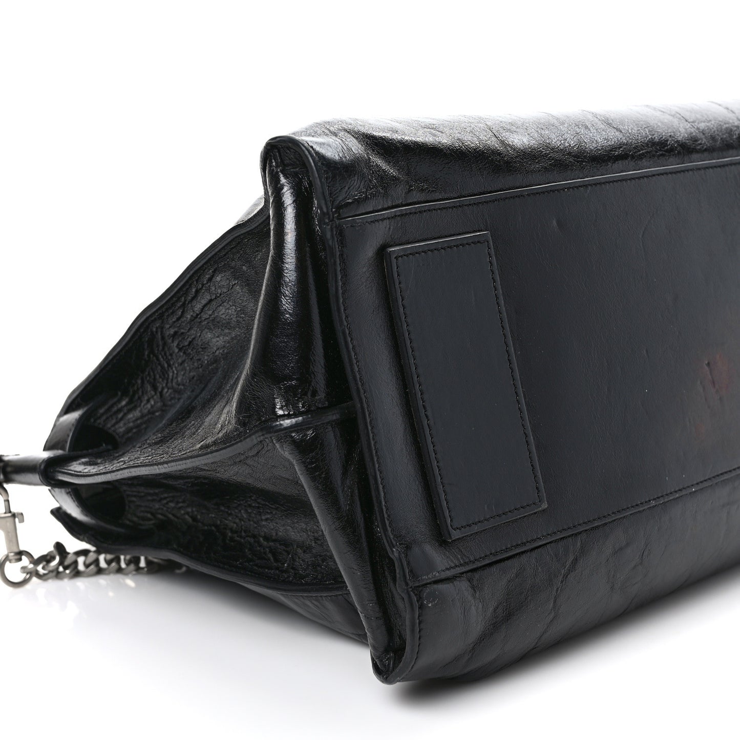Cracked Shiny Calfskin Medium Souple Sac De Jour Duffle Black
