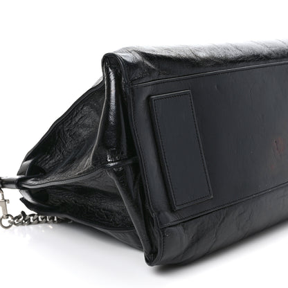 Saint Laurent Cracked Shiny Calfskin Medium Souple Sac De Jour Duffle Black 8 of 10