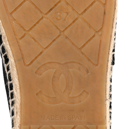Chanel Velvet Logo Espadrilles 37 Black 7 of 9