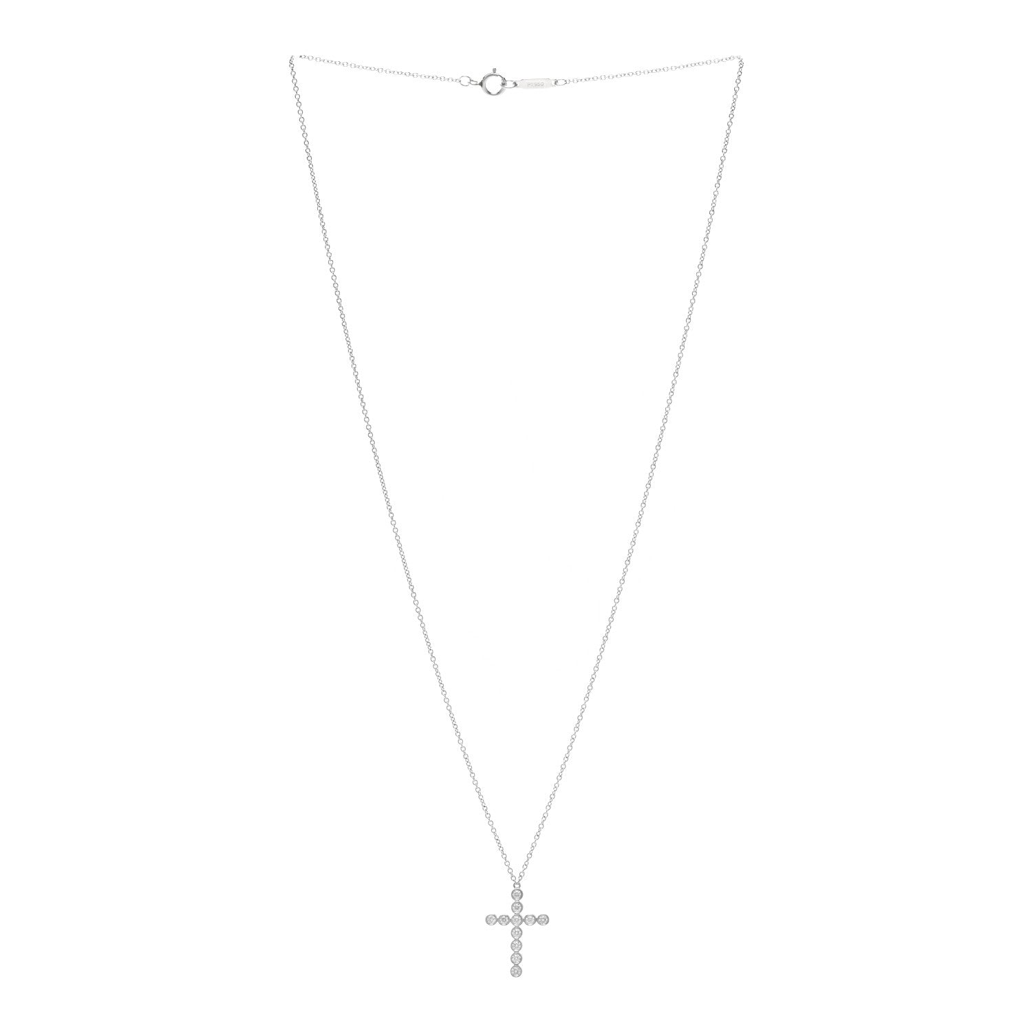 Tiffany Platinum Diamond Bezel Set Cross Pendant Necklace 3 of 6