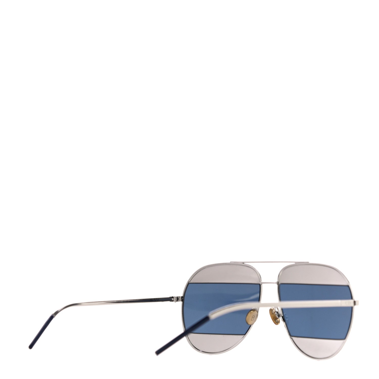 Christian Dior Metal Split 1 Aviator Sunglasses Blue Grey 3 of 7