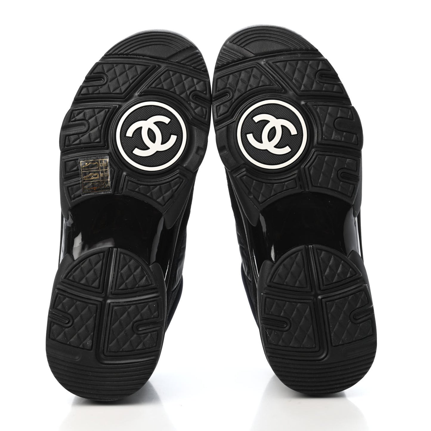 Nylon Calfskin Suede Calfskin CC Sneakers 37 Black