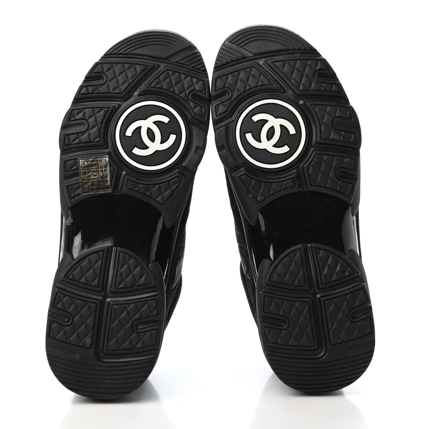 Chanel Nylon Calfskin Suede Calfskin CC Sneakers 37 Black 4 of 4