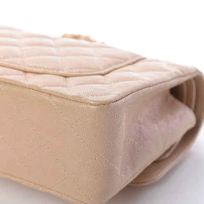 Chanel Iridescent Caviar Quilted Small Double Flap Beige 10 of 13