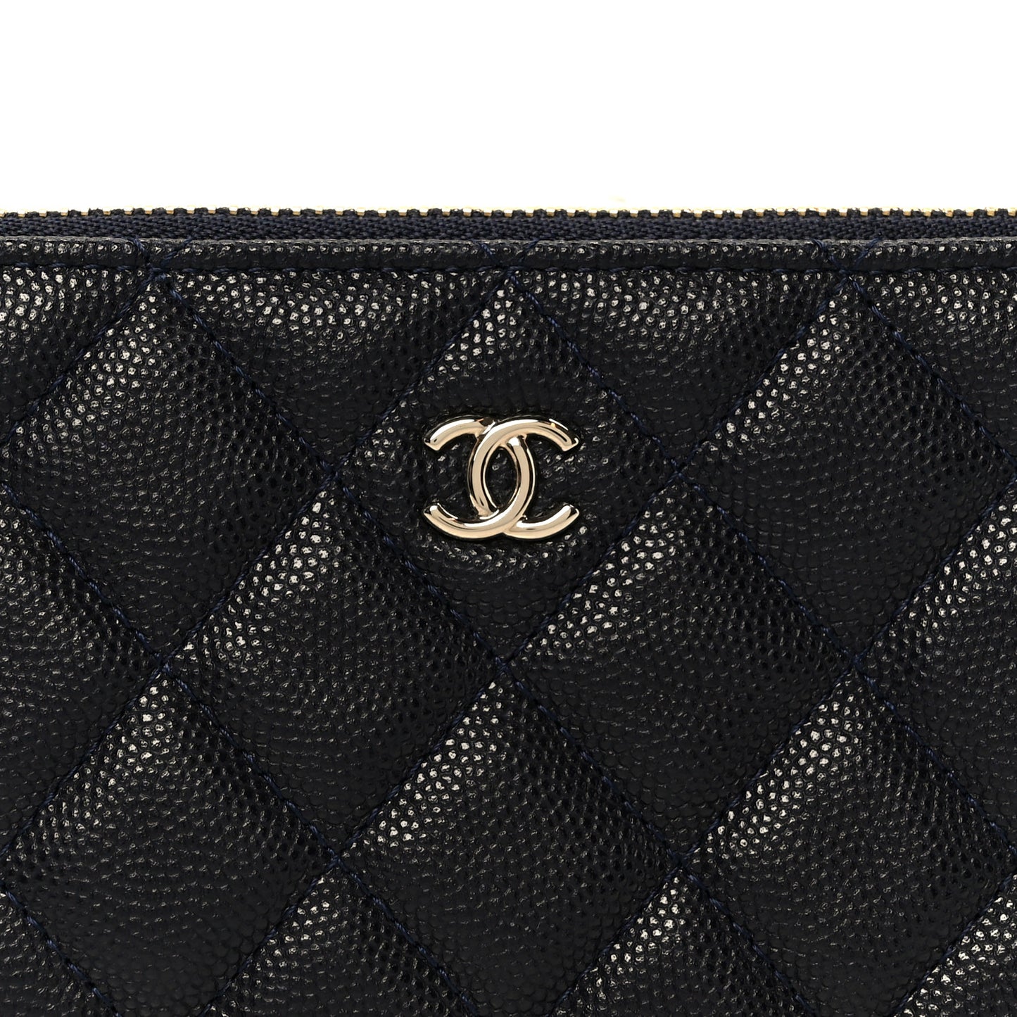 Caviar Quilted Small Cosmetic Case Navy Blue