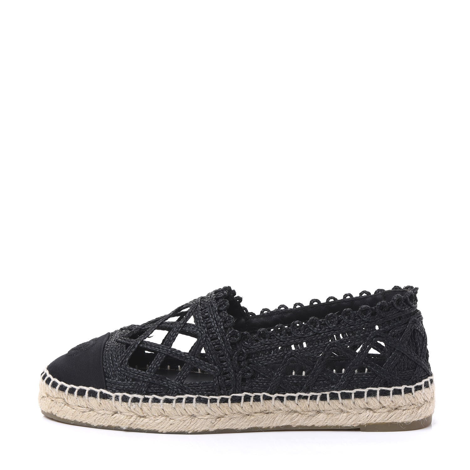 Chanel Woven Fabric Grosgrain CC Espadrilles 38 Black 1 of 11