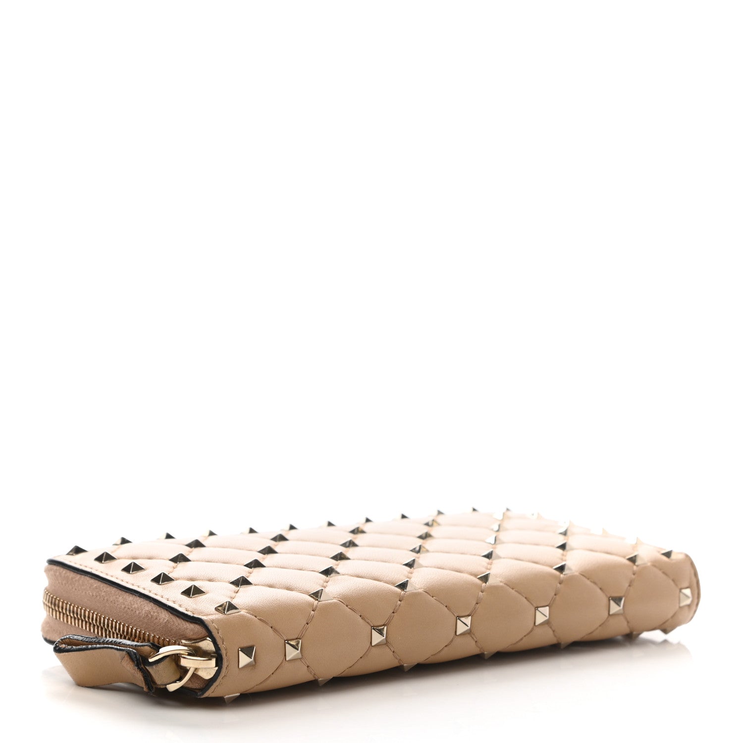 Valentino Garavani Nappa Rockstud Spike Zip Around Wallet Camel Rose 4 of 12
