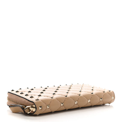 Valentino Garavani Nappa Rockstud Spike Zip Around Wallet Camel Rose 4 of 12