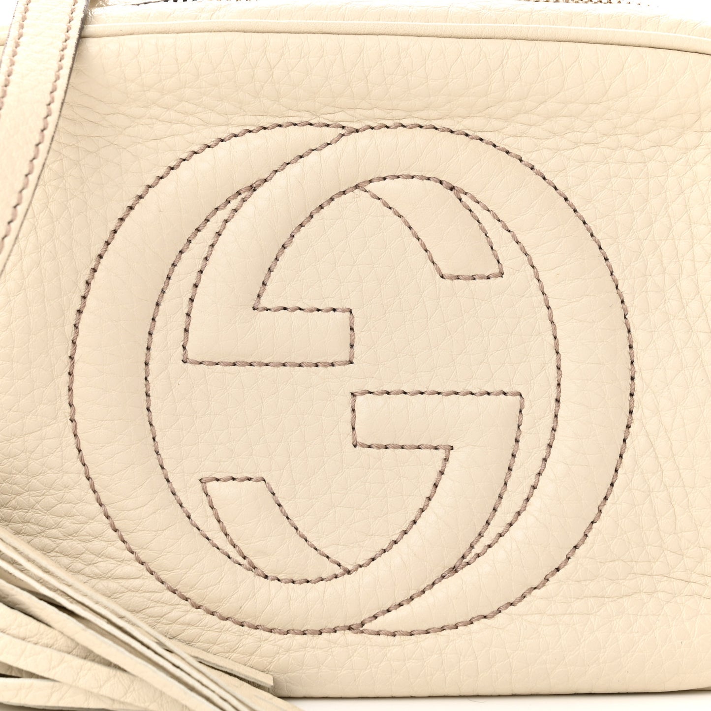 Pebbled Calfskin Small Soho Disco Bag Off White