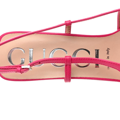 Gucci Tela Retino Nappa Charlotte Crystal GG Monogram Square G 75mm Slingback Pumps 38.5 Bright Bouganville Fairy Fucsia 6 of 8