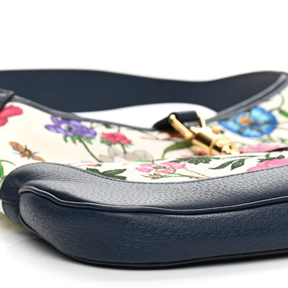 Gucci Canvas Flora Medium Jackie Hobo Blue Agata 6 of 11