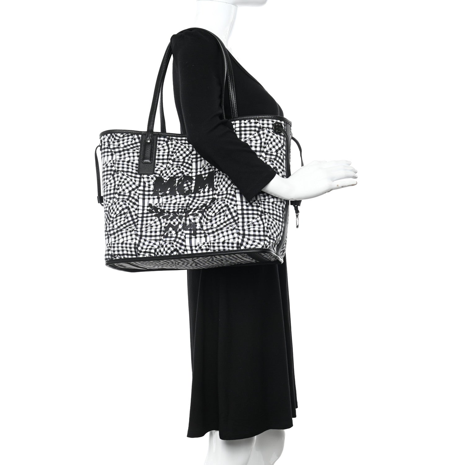 MCM Grained Calfskin Visetos Medium Liz Reversible Shopper Tote Black 2 of 16