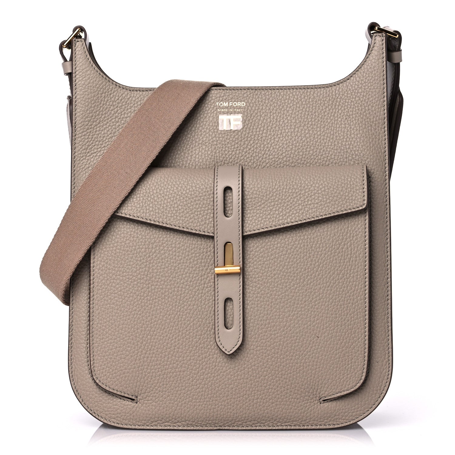 Tom Ford Grained Calfskin Rialto Crossbody Taupe 1 of 8